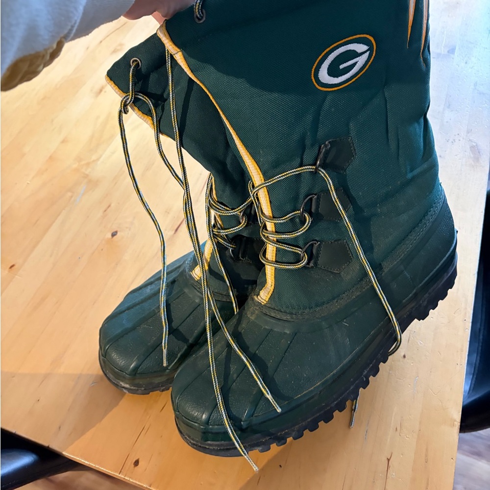 NFL Green Bay Packers Dark Green and Gold Men’s Rain & Snow Boots